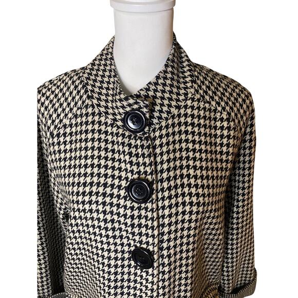 Karen Hart Women’s Black and Off-White Houndstooth Wool Blend Peacoat Size XL - Picture 3 of 9